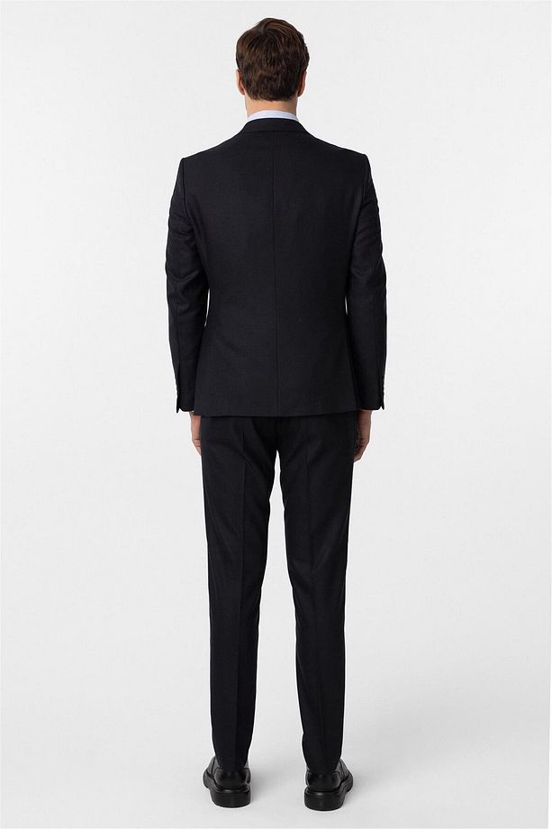 Lacivert Slim Fit Desenli Sivri Yaka 6 Drop Yelekli Klasik Takım Elbise - 7