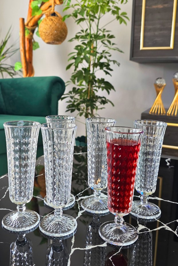 Set of 6 Glass Legs Coffee Side Water Glasses | Soft Drink Flute Glass | Coffee Presentation Cup