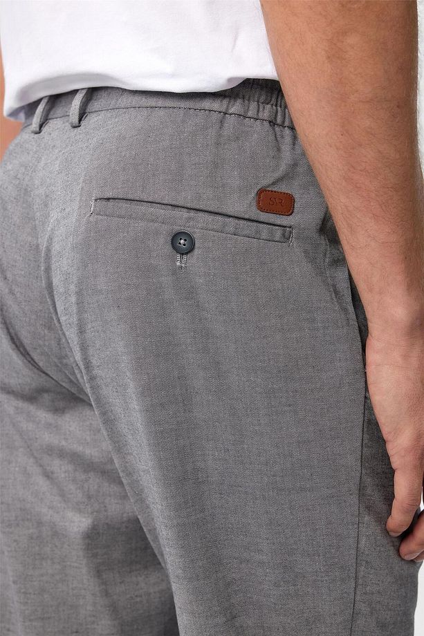 Süvari Dar Kalıp Keten Görünümlü Bağcıklı Jogger Pantolon - 5