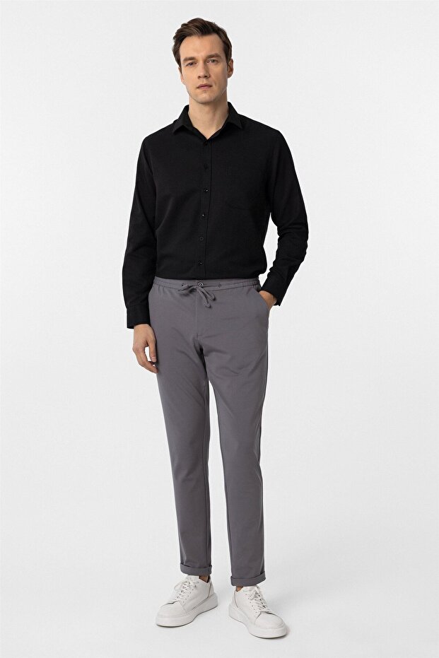 Antrasit Slim Fit Düz Jogger Pantolon - 1