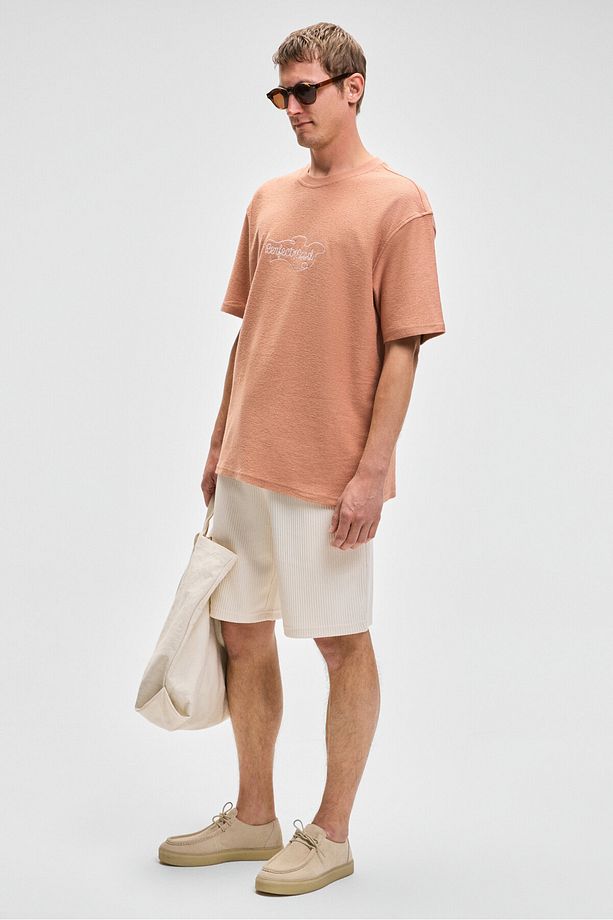 MALYES Erkek Beli Lastikli Kordonlu Yanda Çift Arkada Tek Cepli Relaxed Fit Krem Şort & Bermuda - 5