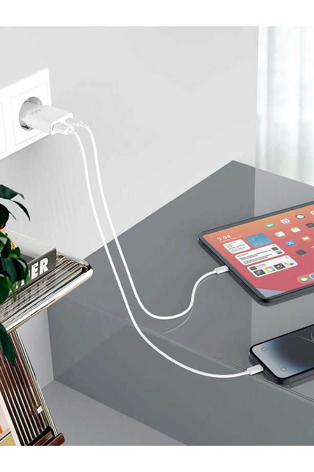 Super Slim Ev Tipi USB Şarj Adaptörü Type-C USB-A Girişli 30W Hızlı Şarj Başlığı - 7