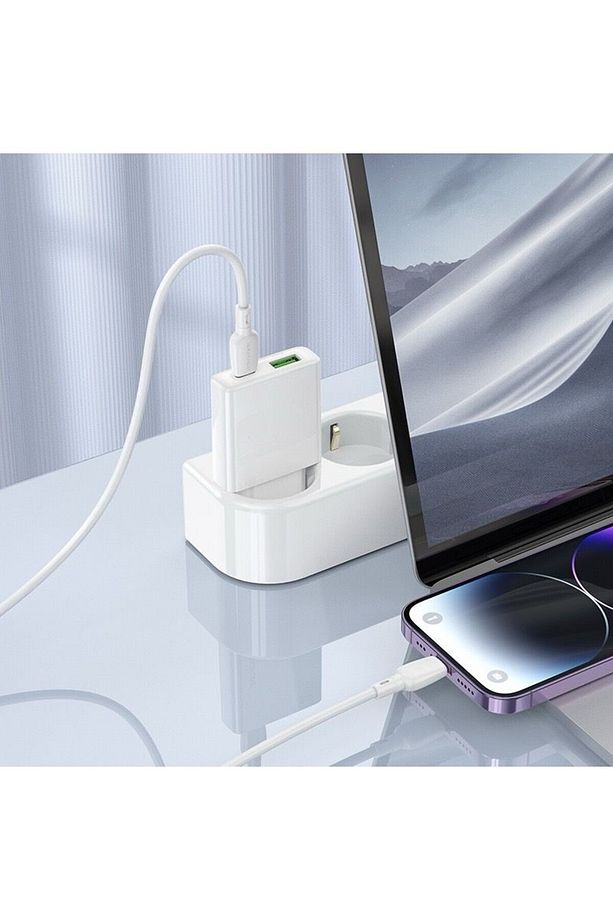 Super Slim Ev Tipi USB Şarj Adaptörü Type-C USB-A Girişli 30W Hızlı Şarj Başlığı - 4