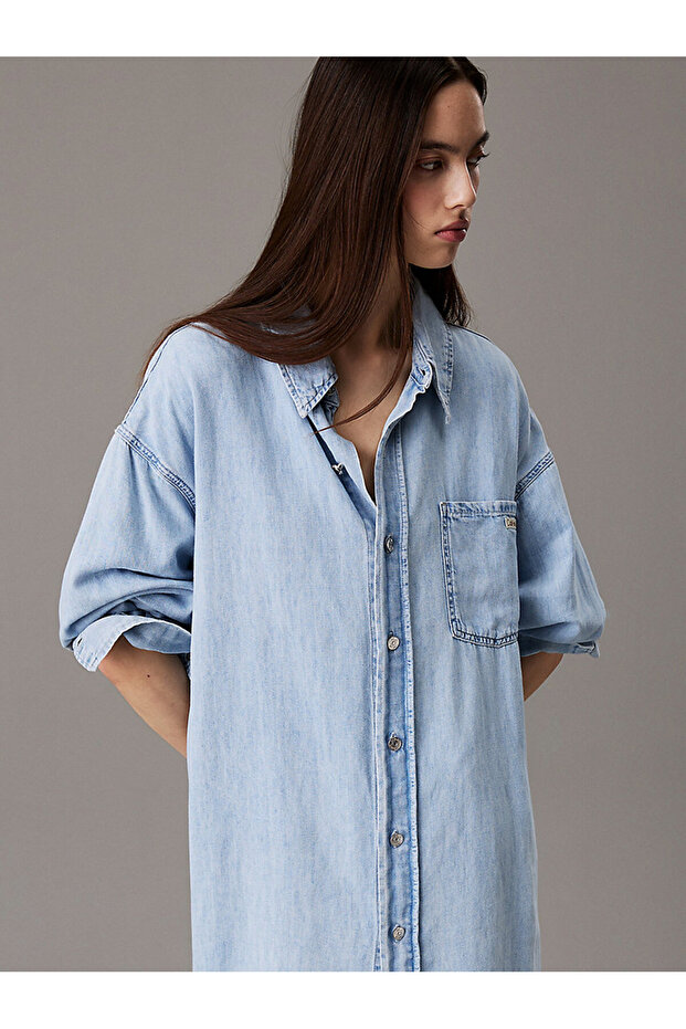 RELAXED DENIM SHIRT DRESS - 4