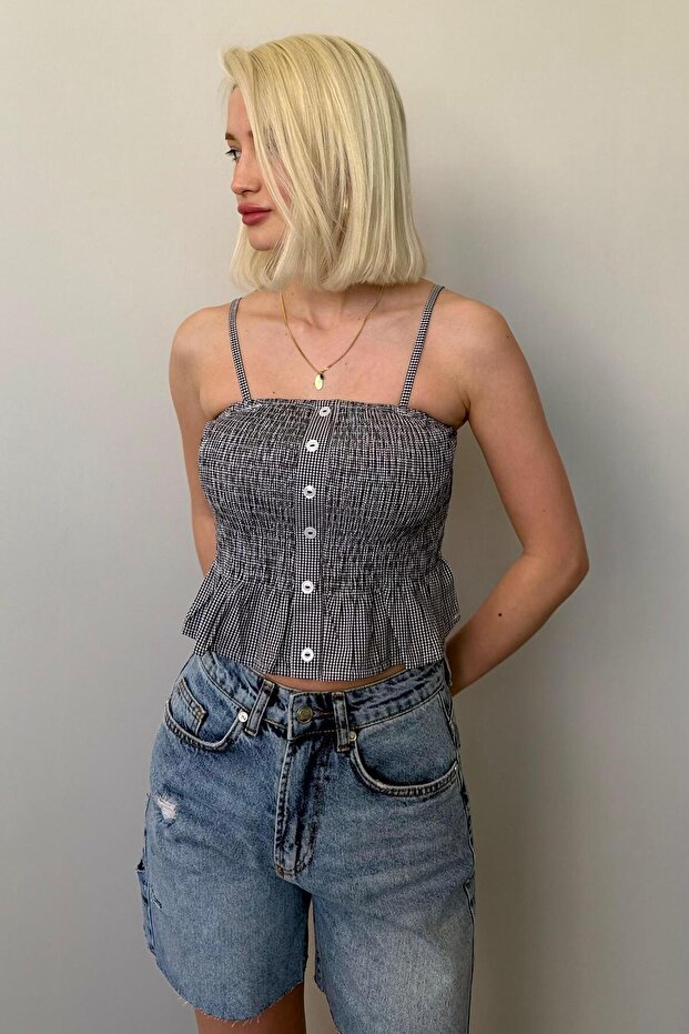 حزام أسود قابل للتعديل من القماش القطني Mg2371 - 1