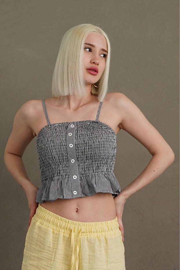 حزام أسود قابل للتعديل من القماش القطني Mg2371 - 5