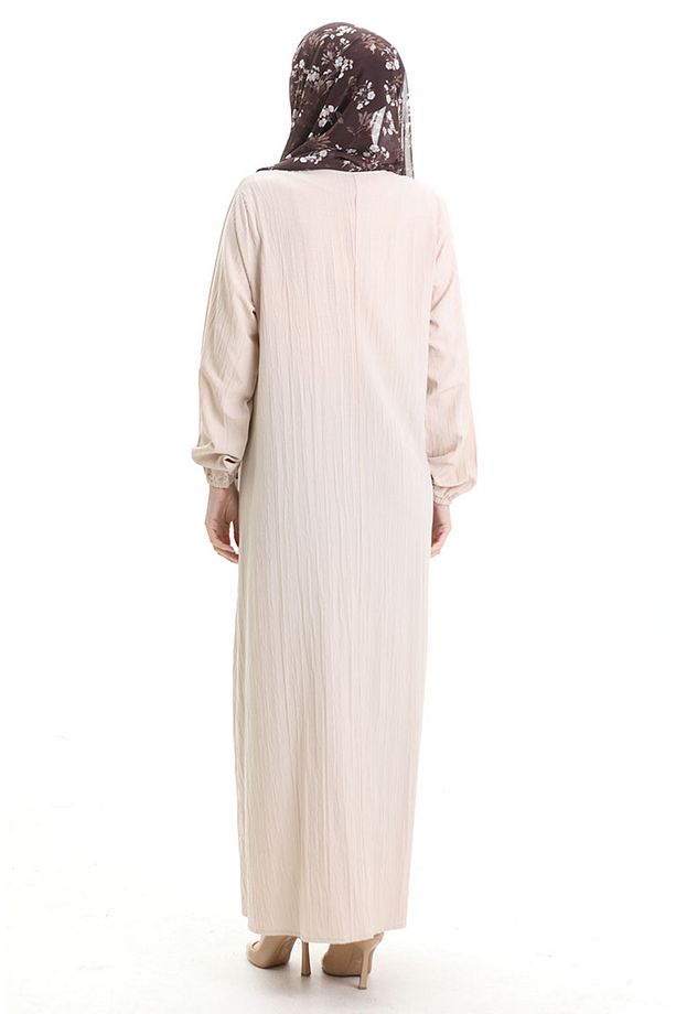 Pamuklu Düğmeli Elbise 994455-04 Taş - 6