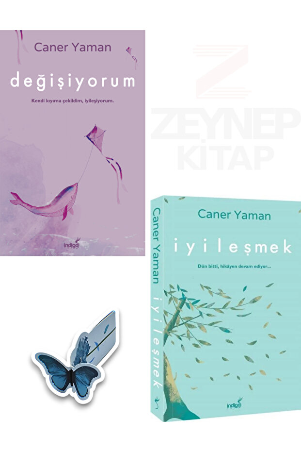 Caner Yaman İyileşmek ve Değişiyorum 2 Kitap Set (Special Design Moving Butterfly Bookmark Gift)