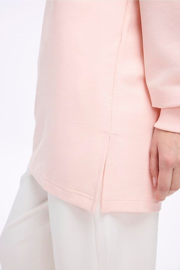 Yumuşak Dokulu Oversize Pudra Basic Günlük Sweatshirt ACT-22 - 3