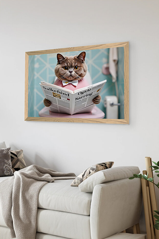 One Piece Wooden Frame Look Cat Printed Mdf 20X30 cm Painting - Model 3