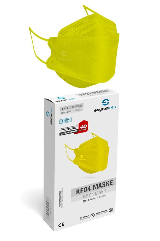 KF94 Kore Tipi, 4 katlı, SARI Maske, Tekli Paket, UV Steril (2 Kutu/ 20 Adet) - 2