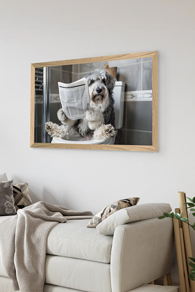 One Piece Wooden Frame Look Dog Printed Mdf 48X33 cm Painting - Model 23