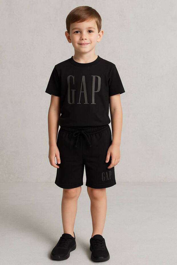 بدلة شورت أسود مطبوعة - 1