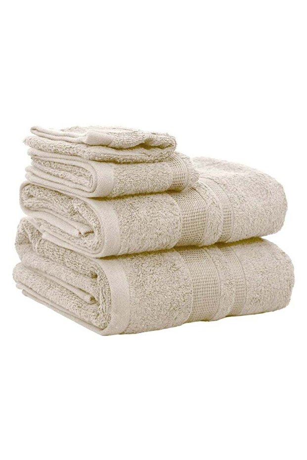 4 Piece Towel Set 550 GSM Quick Dry Highly Absorbent Thick Soft Hotel Quality CREAM