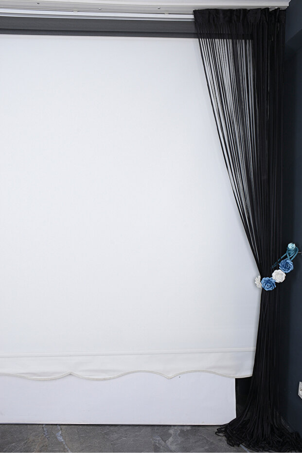Plain String Curtain 0.80 mm Anthracite Color 100 cm Width 280 cm Length Ready Made Flat Thick Strip String Curtain - 6