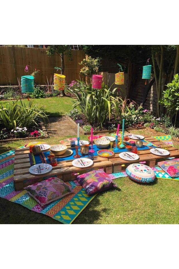 Carnaval Kamp Piknik Plaj Hasır Halı Kilim - 7