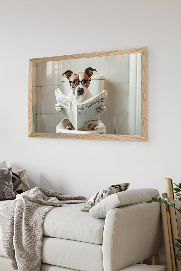 One Piece Wooden Frame Look Dog Printed Mdf 48X33 cm Painting - Model 50