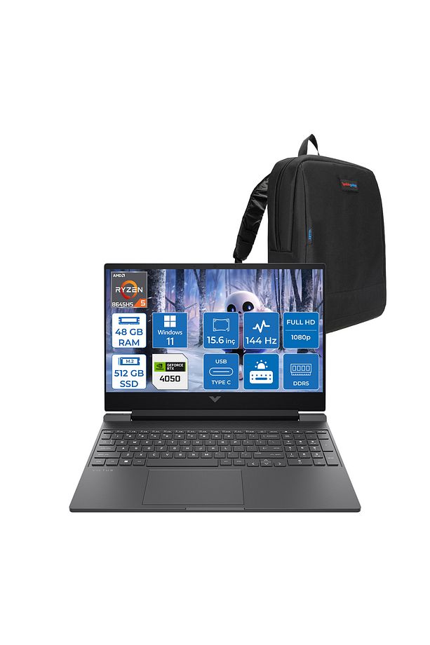 Victus AMD Ryzen 5 8645HS 48GB 512GB SSD W11P RTX4050 6GB 15.6" FHD 144HZ IPS B82WGEAP17+ZETTACNT - 1