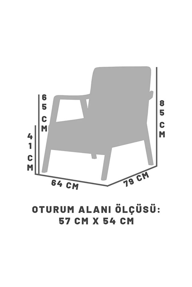 Favela Bohem Ahşap Ayaklı Gri Teddy Kumaş Berjer - 5