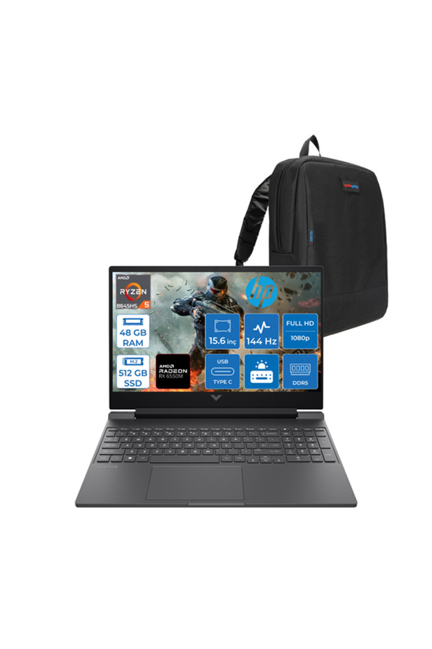 Victus Amd Ryzen 5 8645HS 48GB 512GB SSD RX6550M/4GB FDOS 15.6" Fhd 144Hz HP82WJEAF17+ZETTACNT - 1