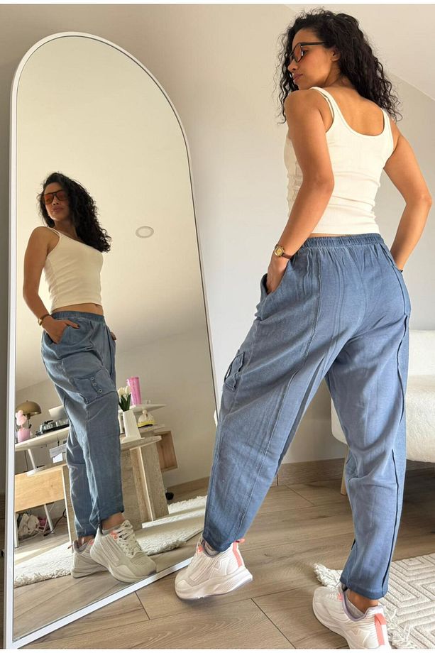 Şalvar Model Ters Dikiş Kesik Paça Eşofman Altı - 3