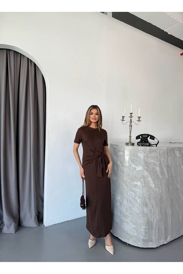 Yandan Bağlamalı Modal Kumaş Elbise - 1