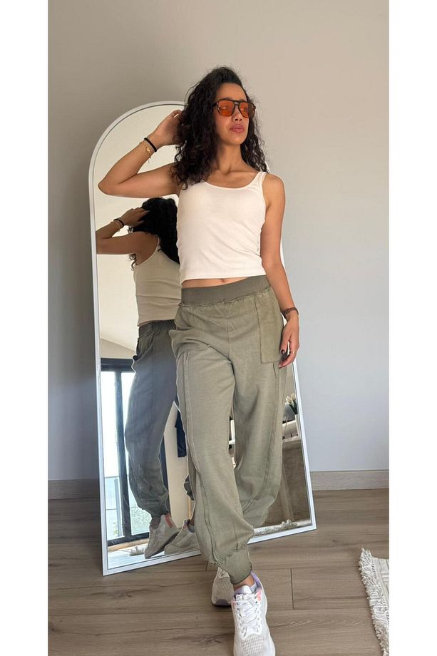 Şalvar Model Yıkamalı Jogger Pantolon - 7