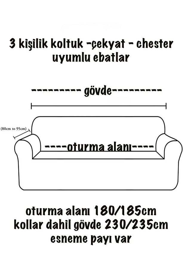 Jakarlı 3kişilik Koltuk Örtüsü , Çekyat, Kanepe ,koltuk Kılıfı 1 Adet - 3