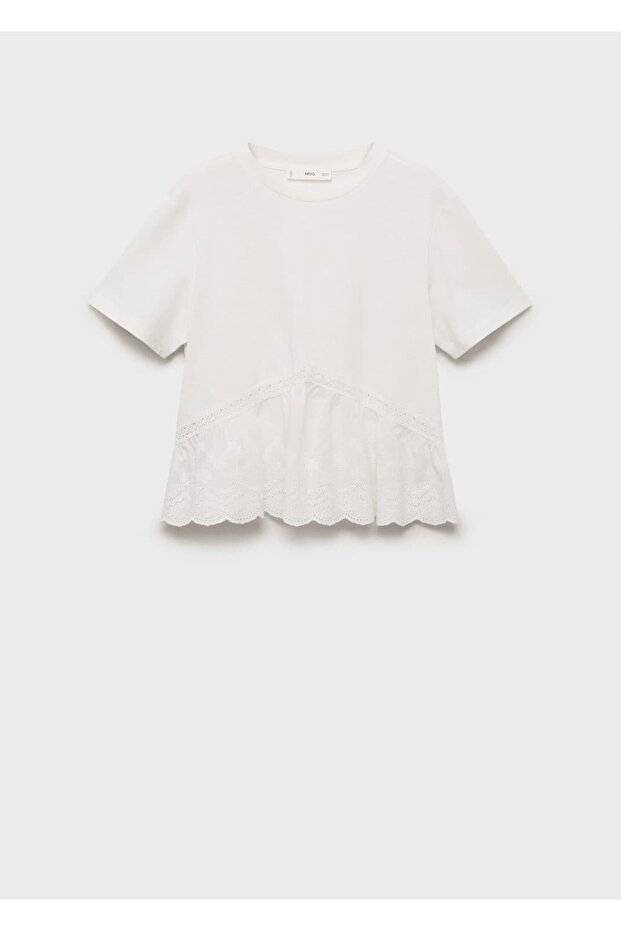 İşlemeli volanlı tişört - 3