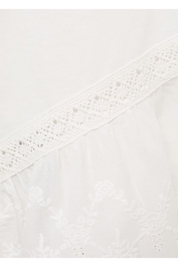 İşlemeli volanlı tişört - 7