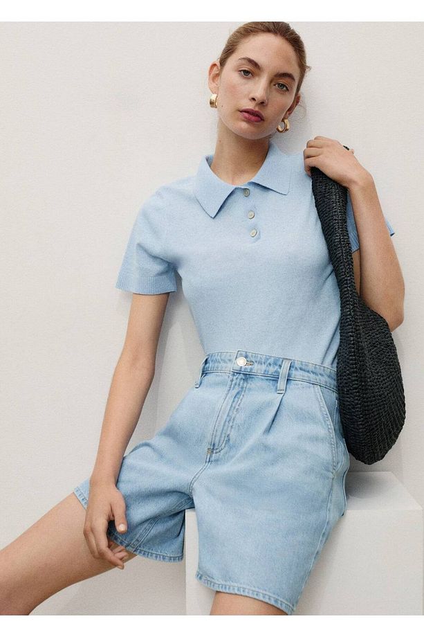 Pilili denim bermuda şort - 5