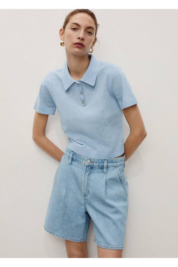 Pilili denim bermuda şort - 8