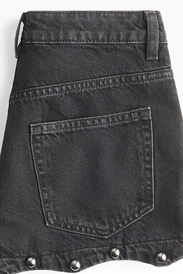 Zımbalı Kot Şort - 3