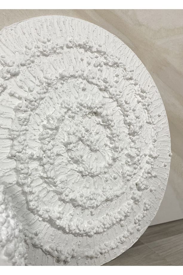 Dokulu Yuvarlak Alçı Tablo - Kozmik Döngü | El Yapımı 3D Dekoratif Duvar Tablosu - 2