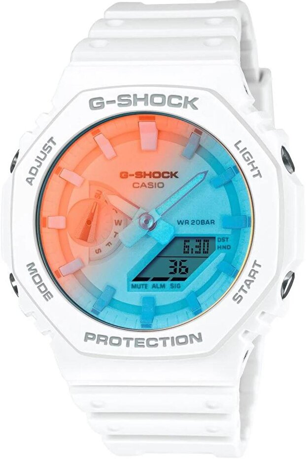 G-Shock GA-2100TL-7ADR Beyaz Renk 20 ATM Su Geçirmez Yeni Analog Dijital Erkek Kol Saati - 1