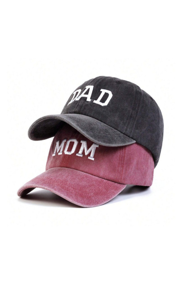 Tresore MOM & DAD Nakış Baskılı Beyzbol Kep Şapka / Anne ve Baba Nakışlı Şapka / Anne Baba Çift Şapkası