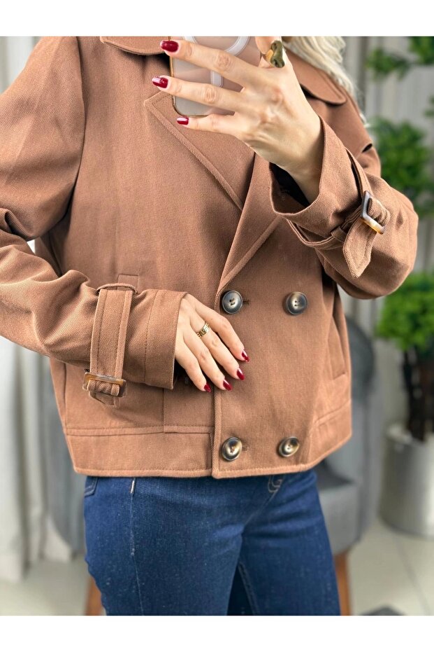 سترة جينز صغيرة بزر مزدوج 06014 - 2