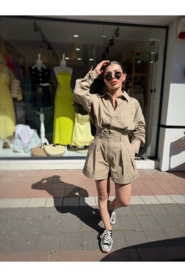 Haki şort tulum - 1