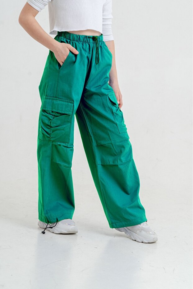 Girl's Pockets Drawstring Linen Pants 2546