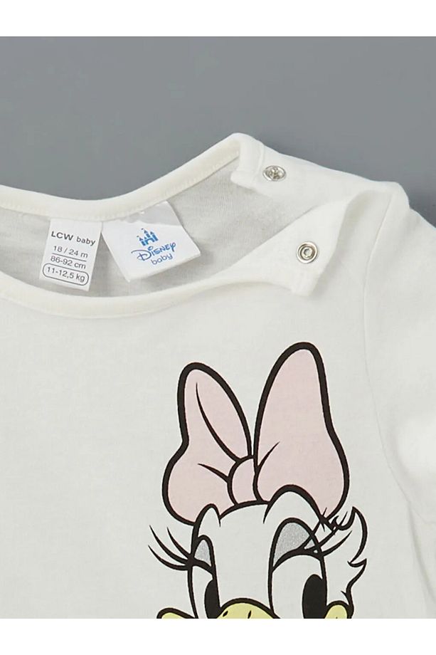 LCW baby Ekru Minnie Mouse Baskılı Kız Bebek Şortlu Pijama Takım - 3