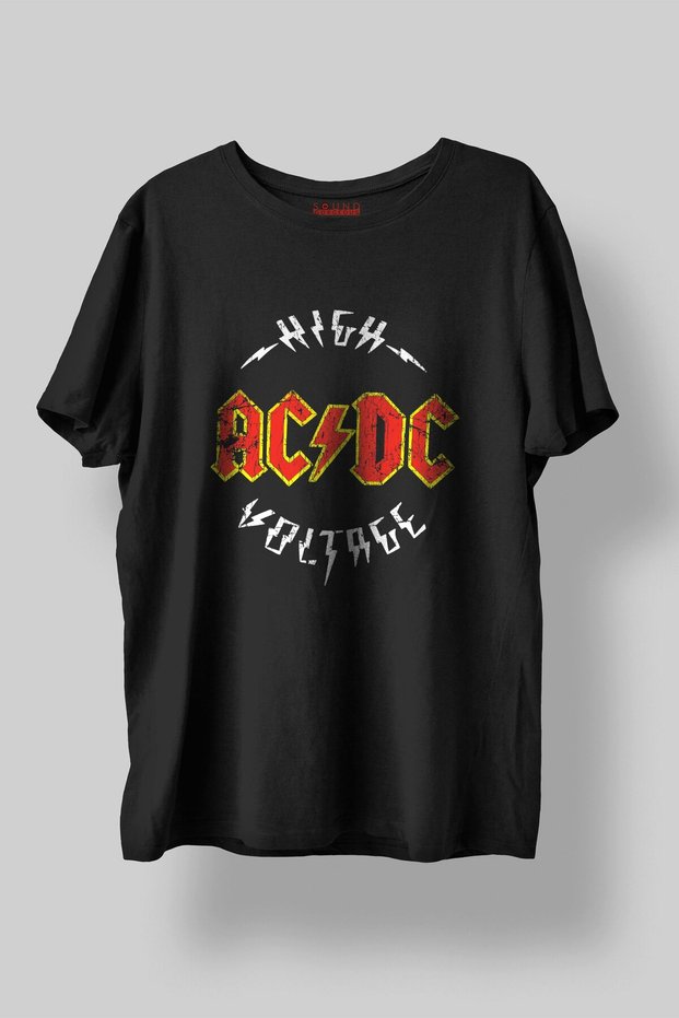 Acdc Music Printed Regular Fit Unisex Black T-Shirt 100% Cotton No:0004