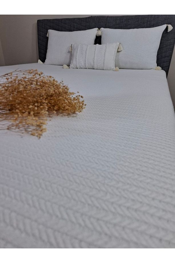 Home %100 Pamuk Örgü Pike Çift Kişilik Yatak Örtüsü 220 x 240 cm - 2