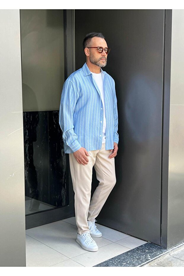 Camden Oversize Gömlek Mavi - 4