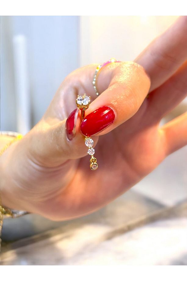 Çelik zarif Detaylı Göbek Piercing - 3
