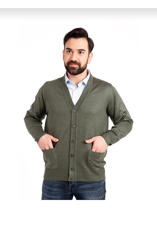 Men's Slim Wool Knitwear Buttoned Father Cardigan.