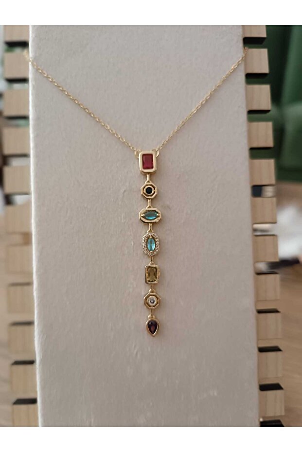 7 çakra taşlı gold kolye - 2