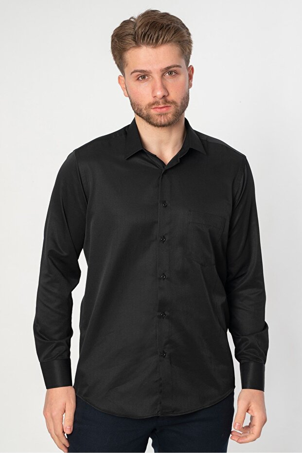 Espinho G2023 Normal Fit Classic Cotton Pocket Shirt Black