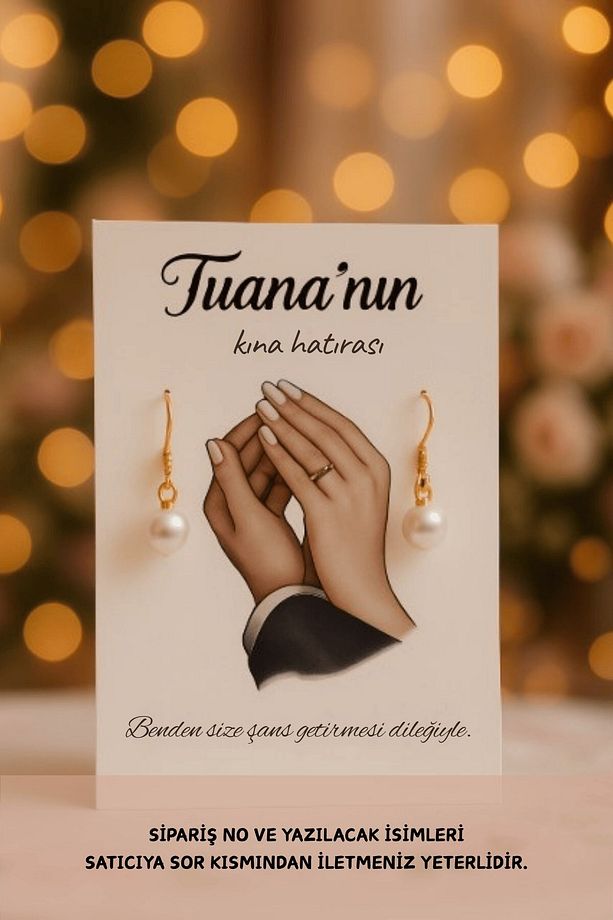 40 Adet Sallantılı İnci Küpe - Kişisel Kart - Kına Hediyesi - Nişan Hediyesi - Nikah Hediyesi - 3