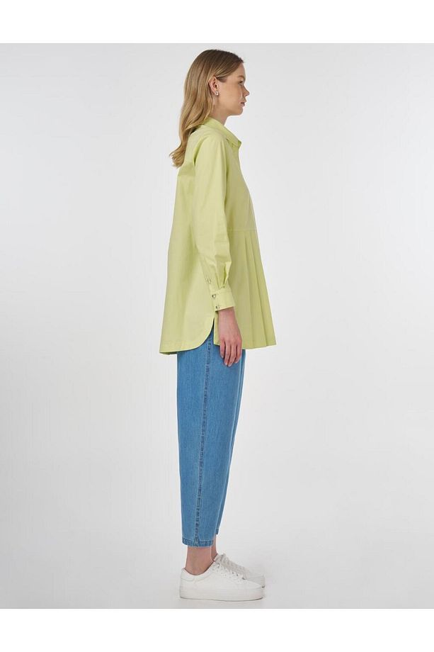 Pul Payet İşlemeli Poplin Tunik Lime - 6