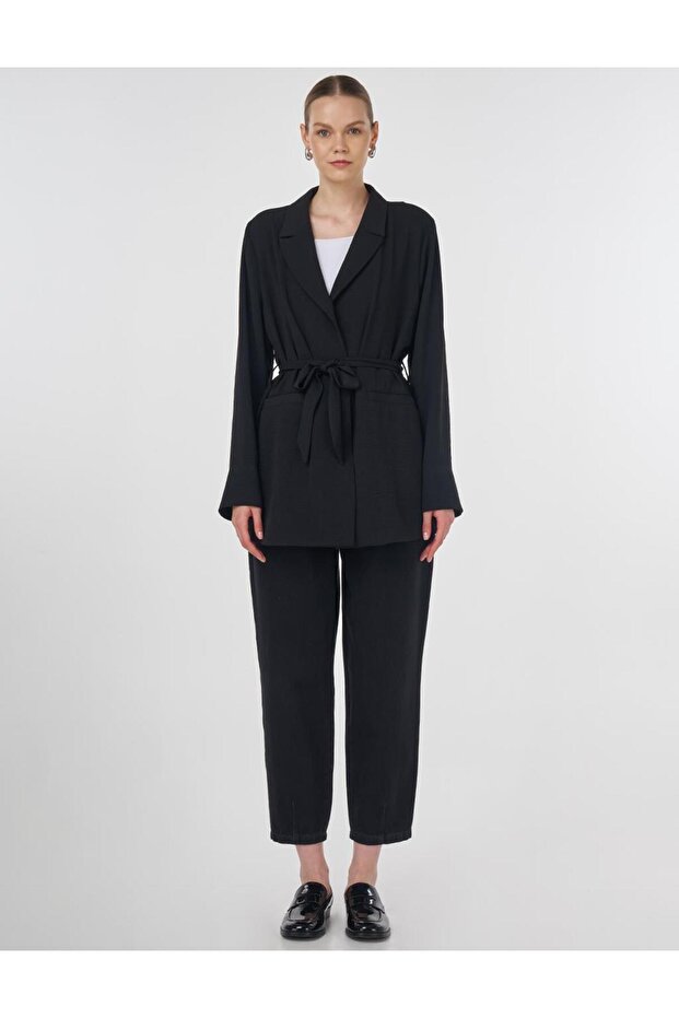 سترة بحزام أسود - 3